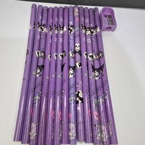 Sanrio KUROMI Purple Character Pencils with Sharpener +GIFT